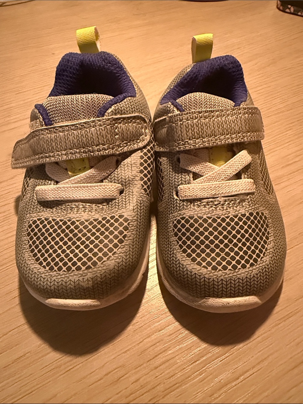 Carter's Gray and Navy Kids Mesh Sneakers with Yellow Accents